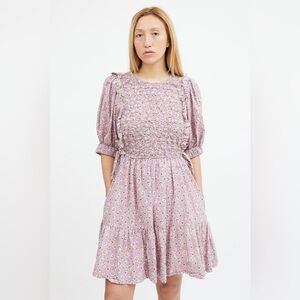 Sea New York Ida Puff Sleeve Smocked Dress in Lilac NWT